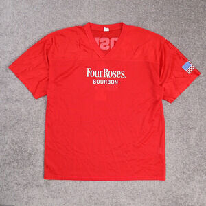 Four Roses Bourbon USA Flag XL Red Short Sleeve V Neck Mesh Jersey